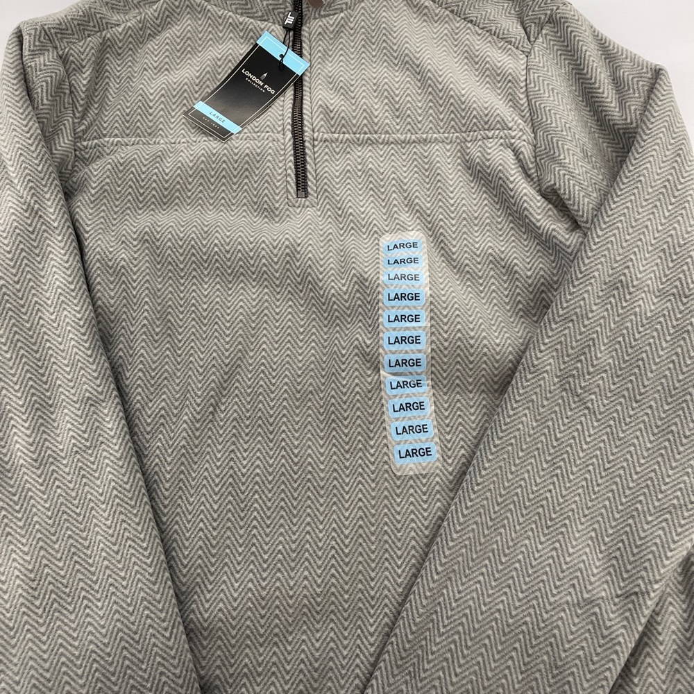 NWT London Fog Sherpa lined fleece 1/4 zip lt gray